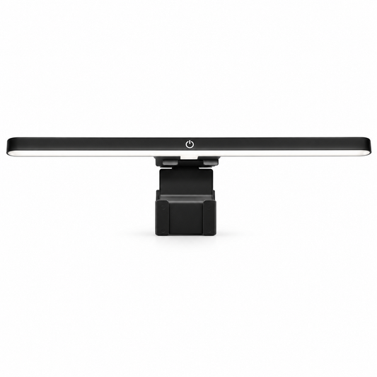 Slim Black Monitor Light Bar with Central Mount for Desktop Workspaces, Evening Study & a Cleaner Desk Setup