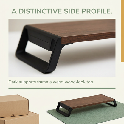 Black angled support and side profile detail