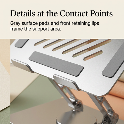Gray contact pads and two front retaining lips in close-up
