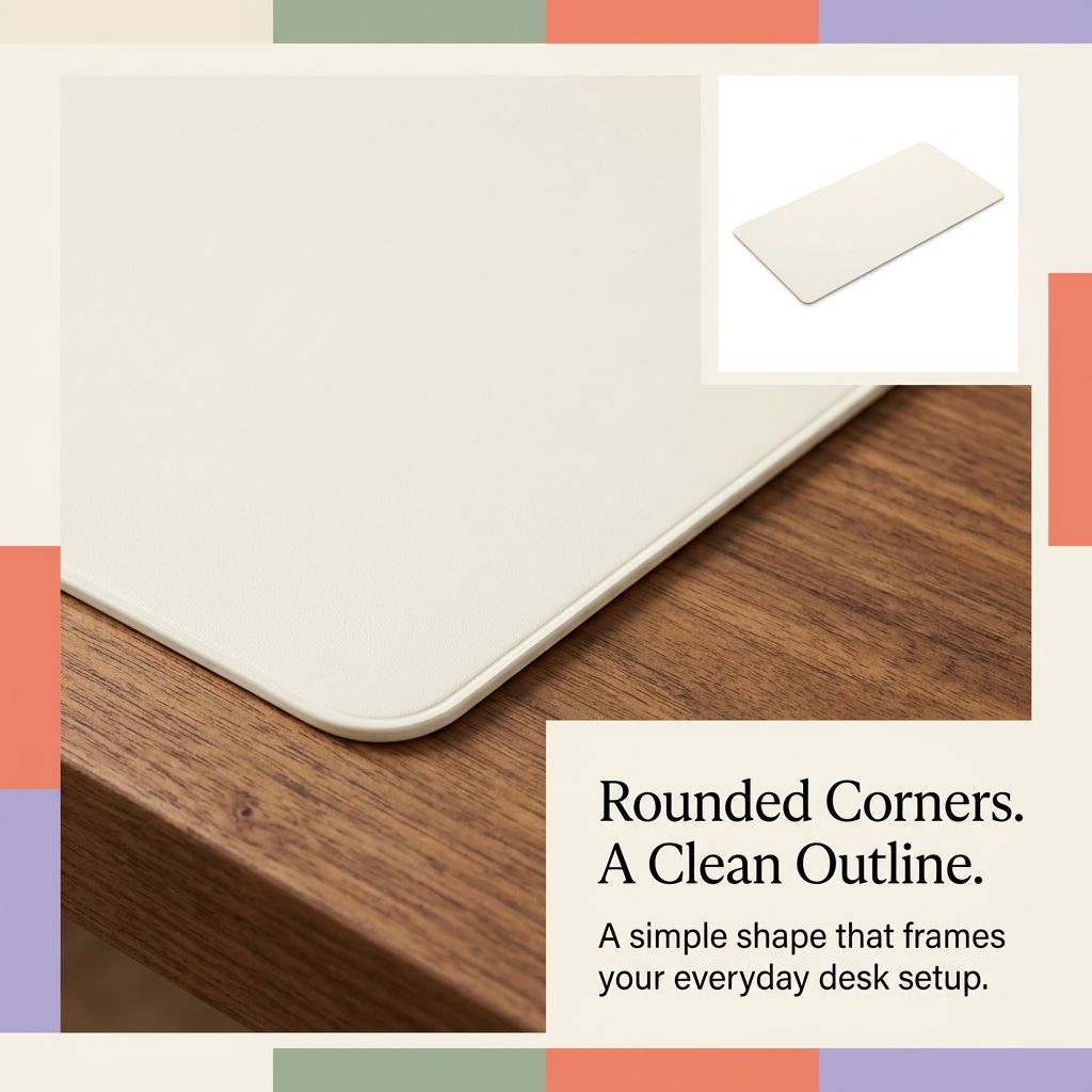Close-up of the rounded corner and understated mat edge