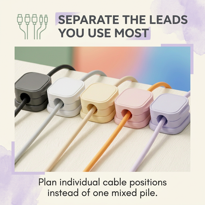 Individual cable positions arranged with matching rounded-square clips