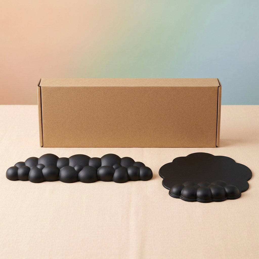 Black two-piece set beside a plain unbranded kraft packaging concept