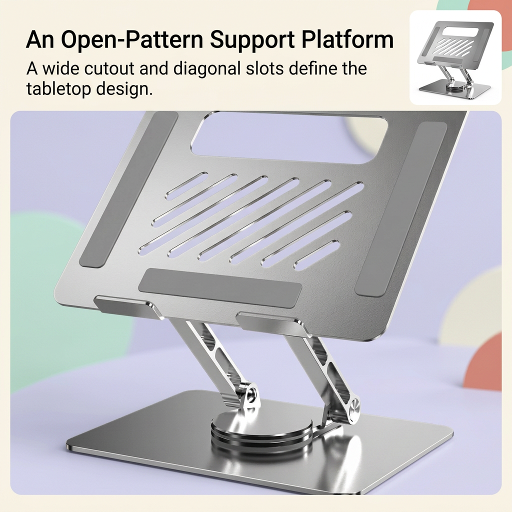 Wide top cutout and diagonal openings in the support platform