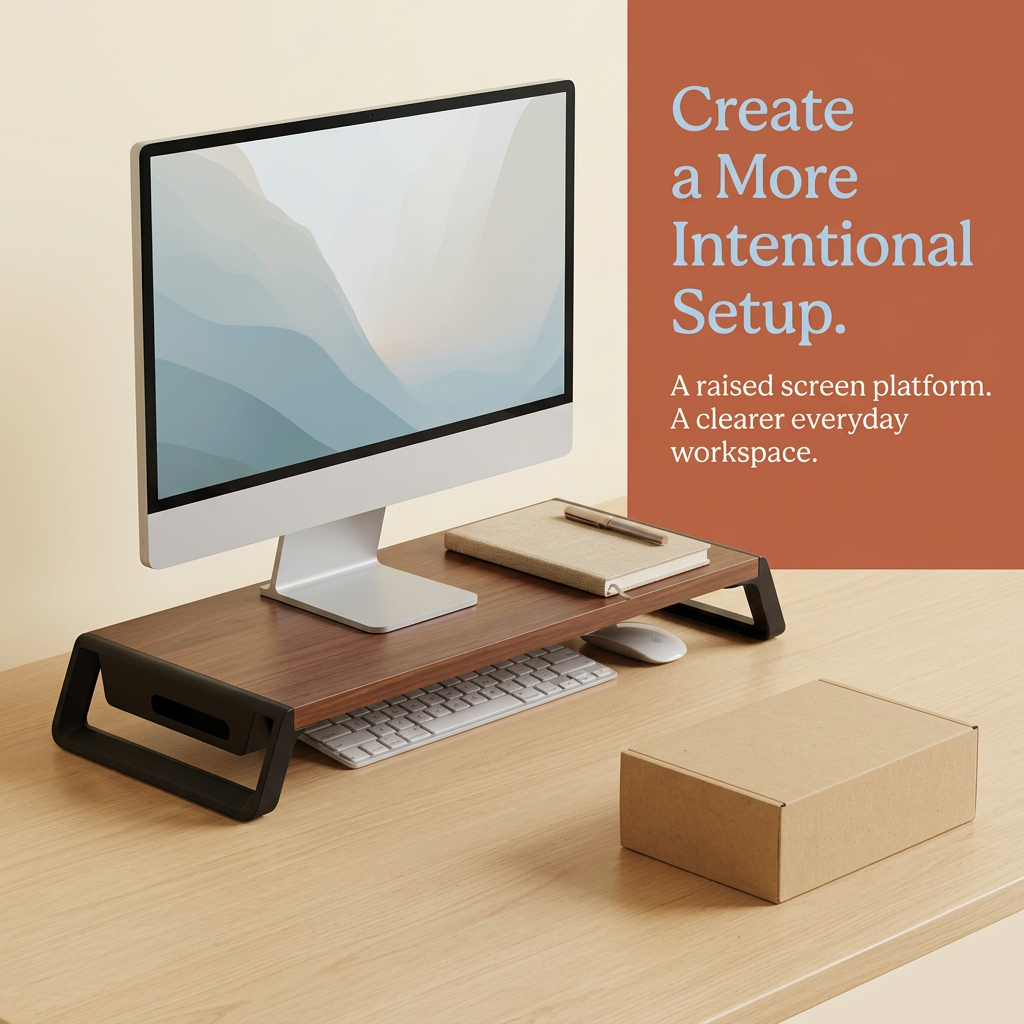 Two-level desk arrangement with monitor riser