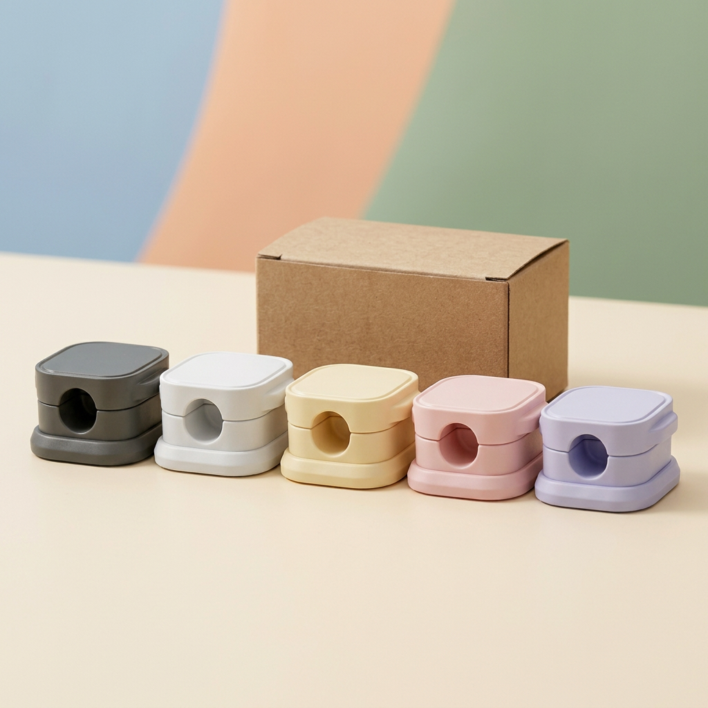 Representative clip colors beside a plain unbranded kraft packaging concept